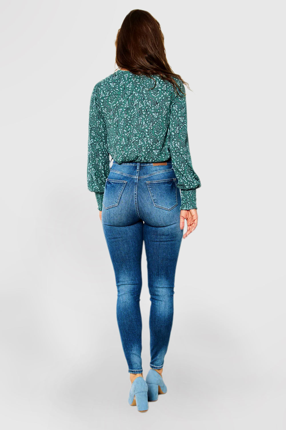 High Waist Cuffed Jeans Women's Casual Straight Leg