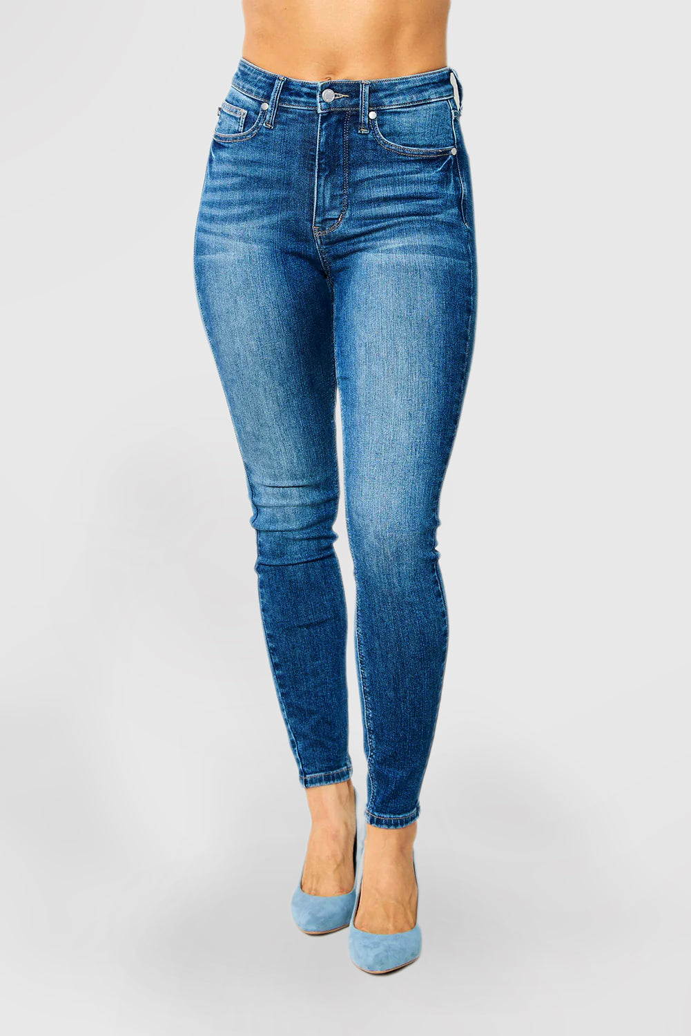 High Waist Cuffed Jeans Women's Casual Straight Leg