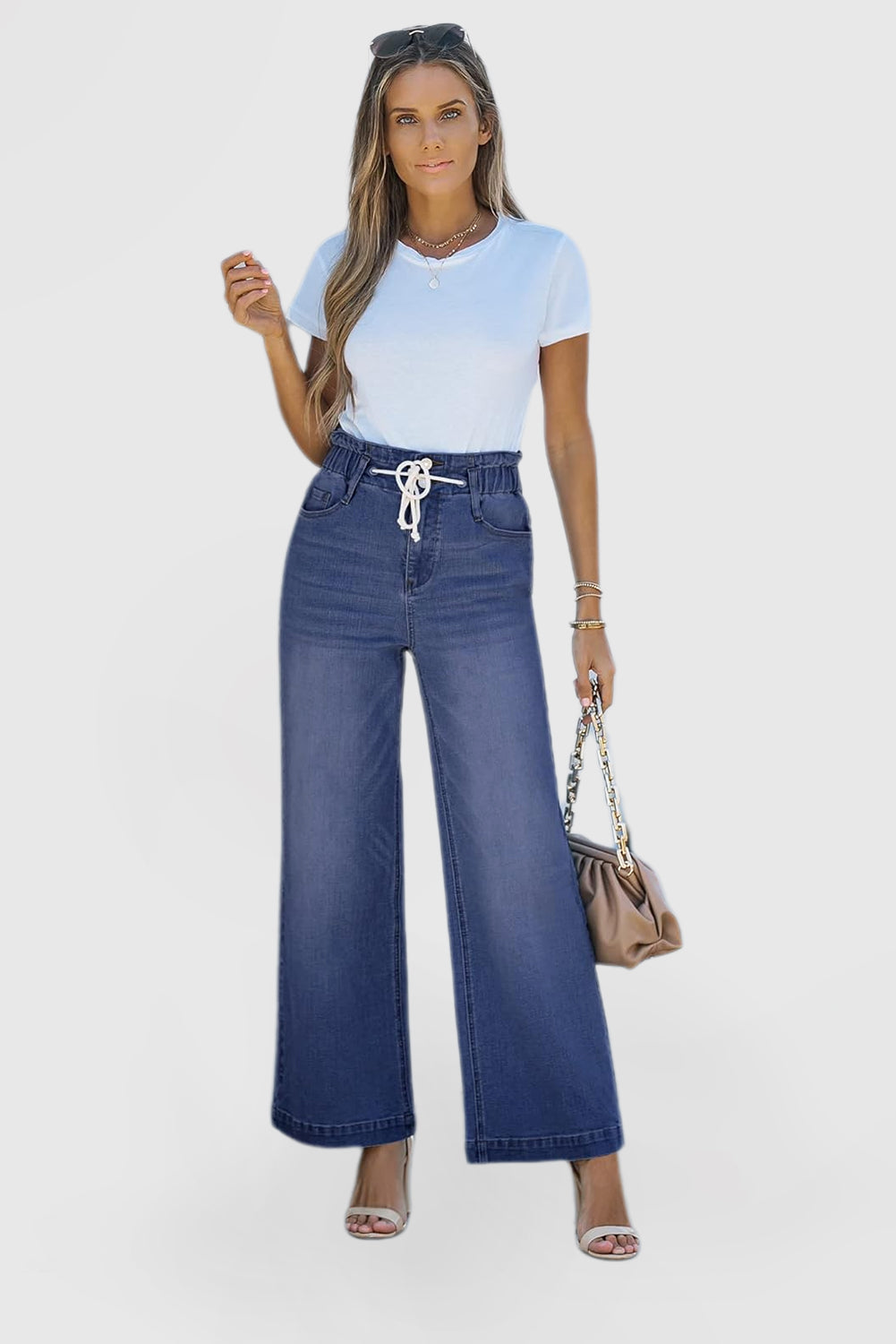 High Waist Elastic Women's Wide Leg Stretch Jeans
