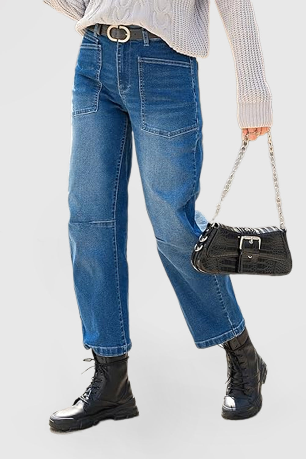 Wide-leg Boyfriend Denim with A Relaxed Fit and Ankle-length Cut