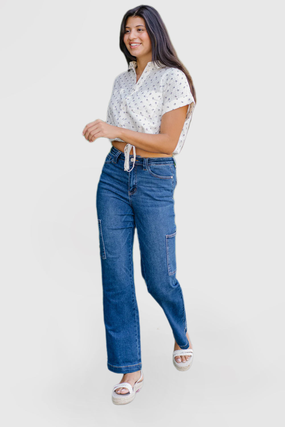High Rise Wide-Leg Cargo Pants from Courtney