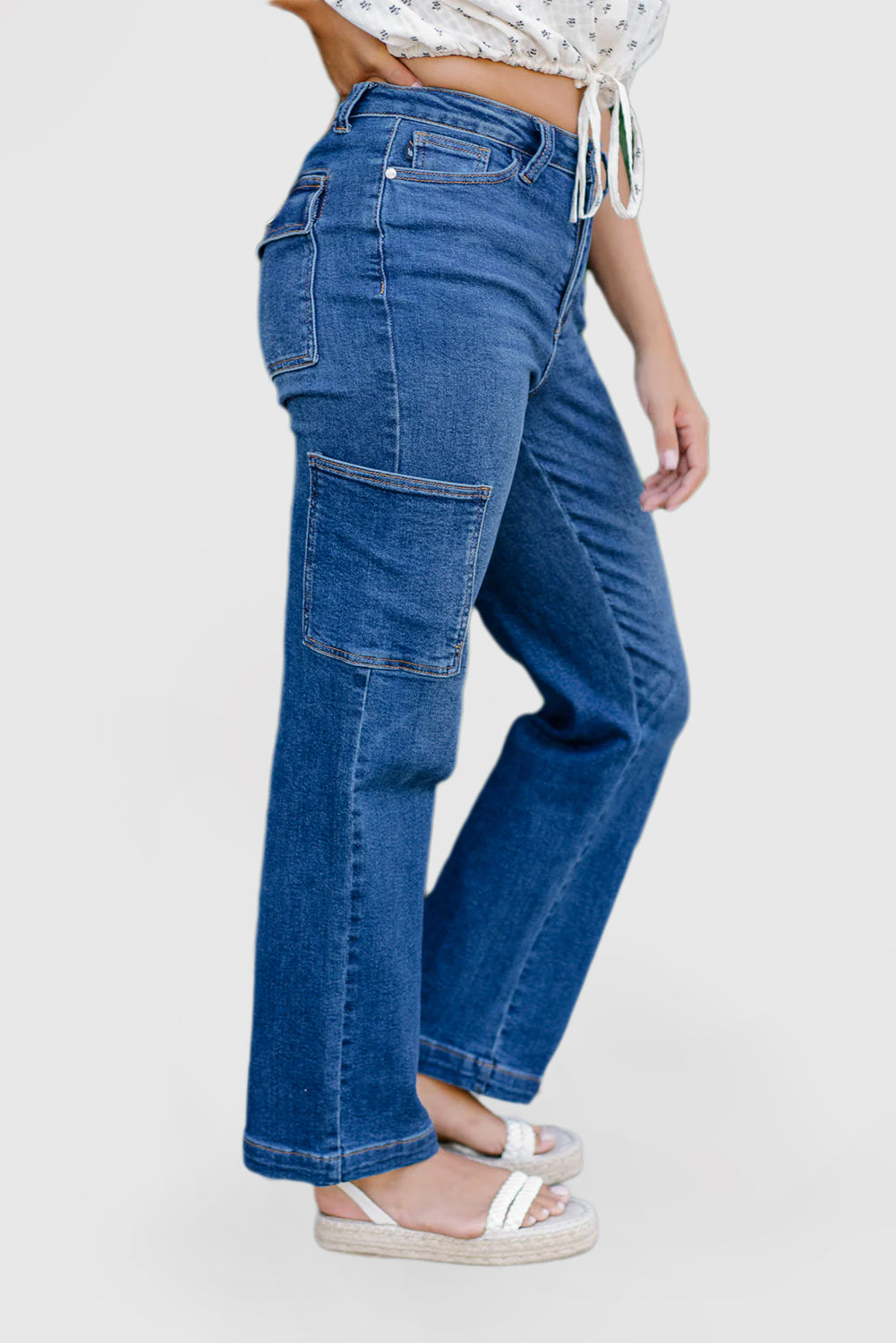 High Rise Wide-Leg Cargo Pants from Courtney
