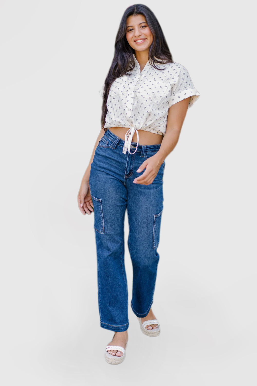 High Rise Wide-Leg Cargo Pants from Courtney