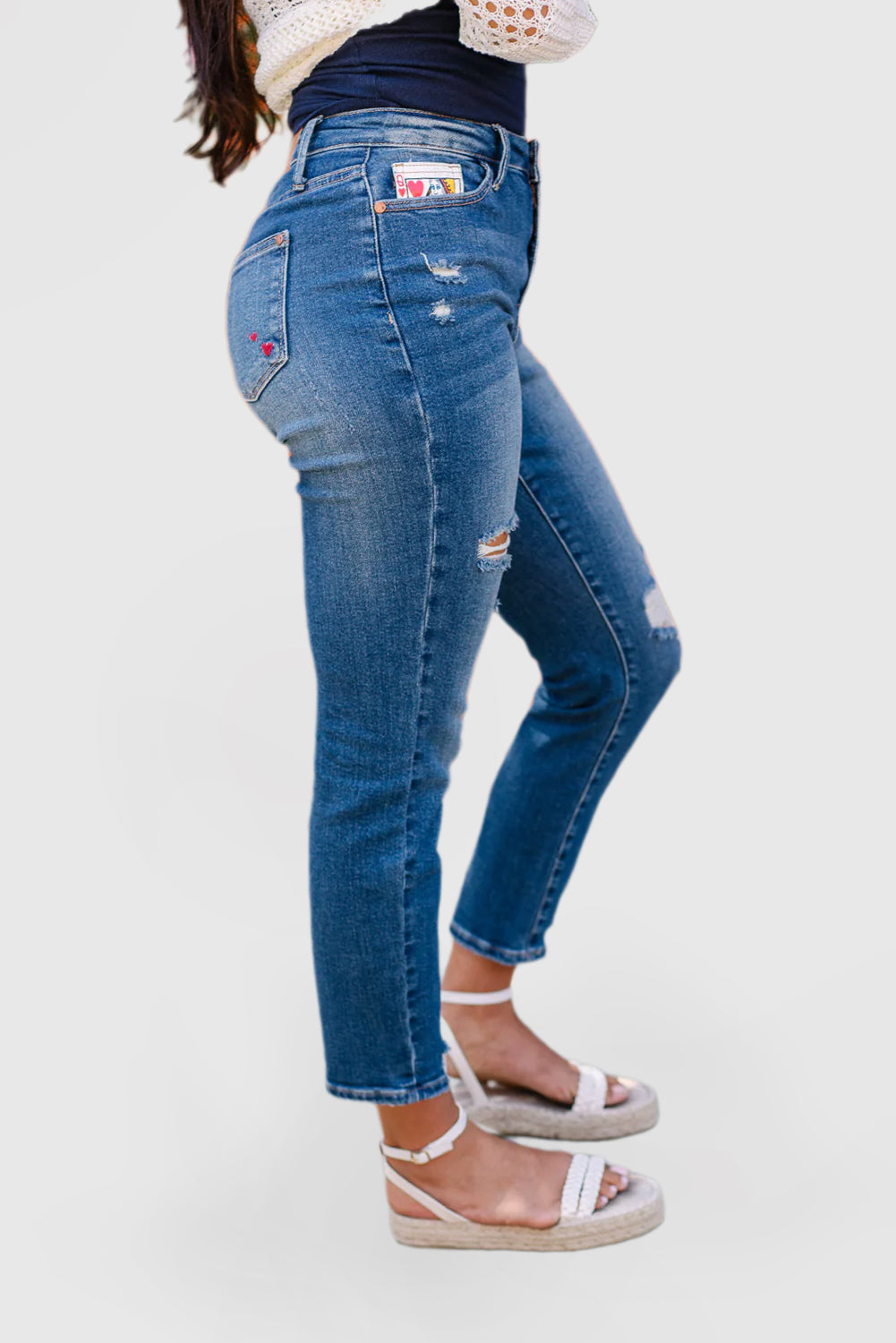 High Rise Jeans with Queen of Hearts Coin Pockets