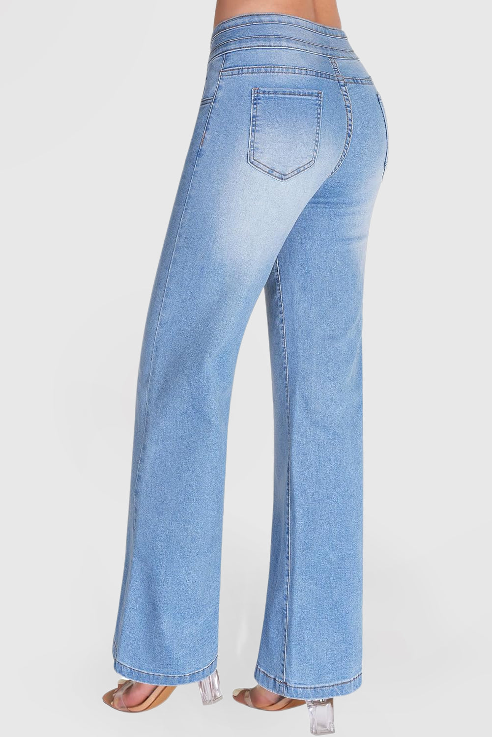 Women's High-Waisted Wide Leg Stretch Denim Pants