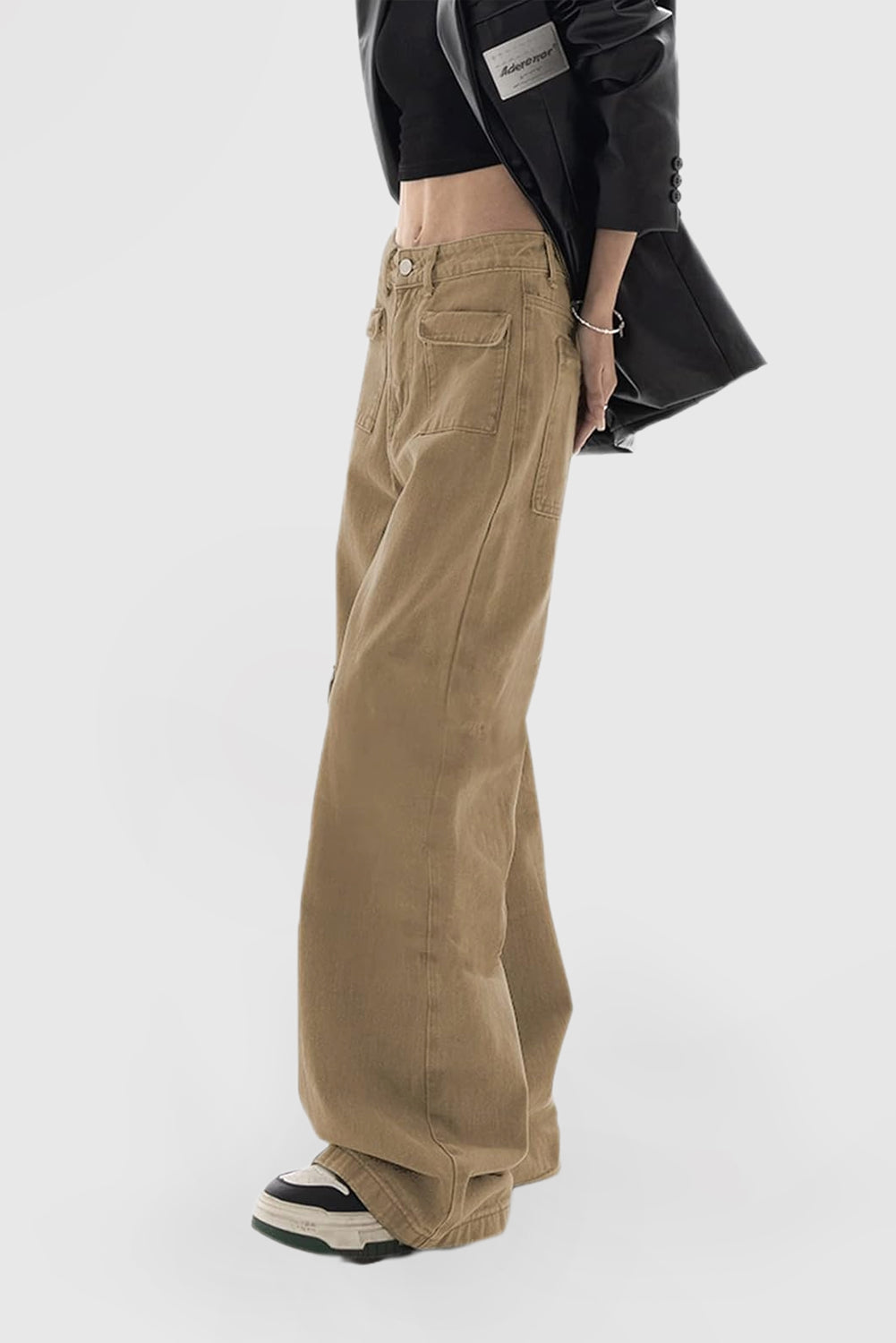 Women's Loose Wide Leg High Waist Casual Pants Denim Stretch Pants