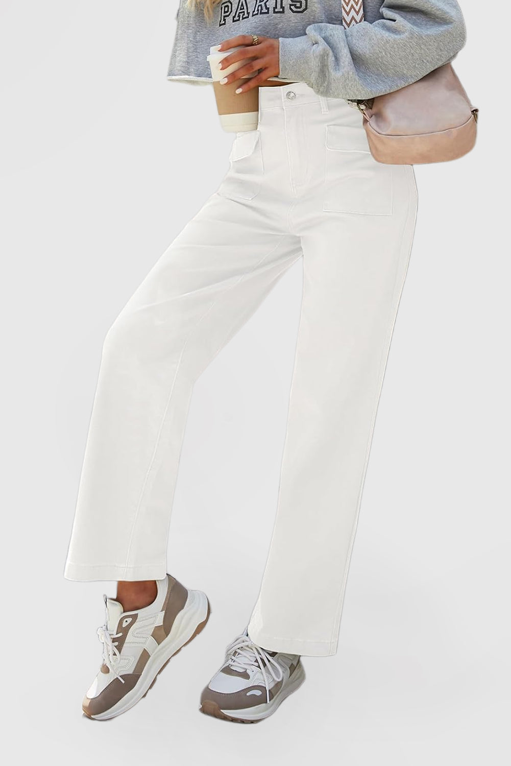 Women's Loose Wide Leg High Waist Casual Pants Denim Stretch Pants