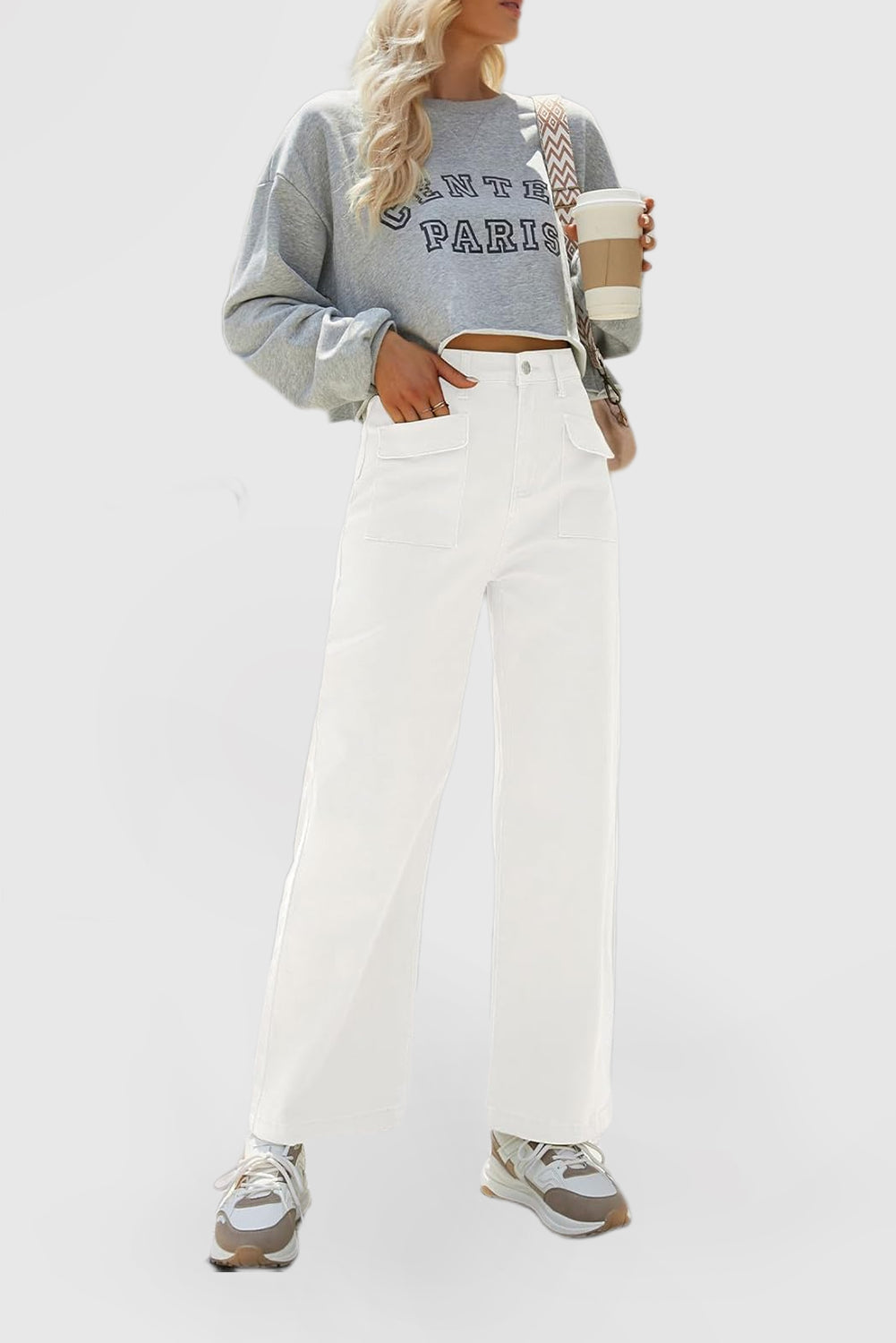 Women's Loose Wide Leg High Waist Casual Pants Denim Stretch Pants