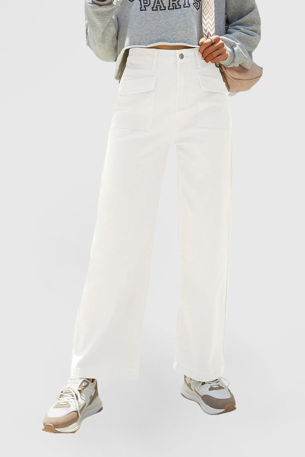 Women's Loose Wide Leg High Waist Casual Pants Denim Stretch Pants