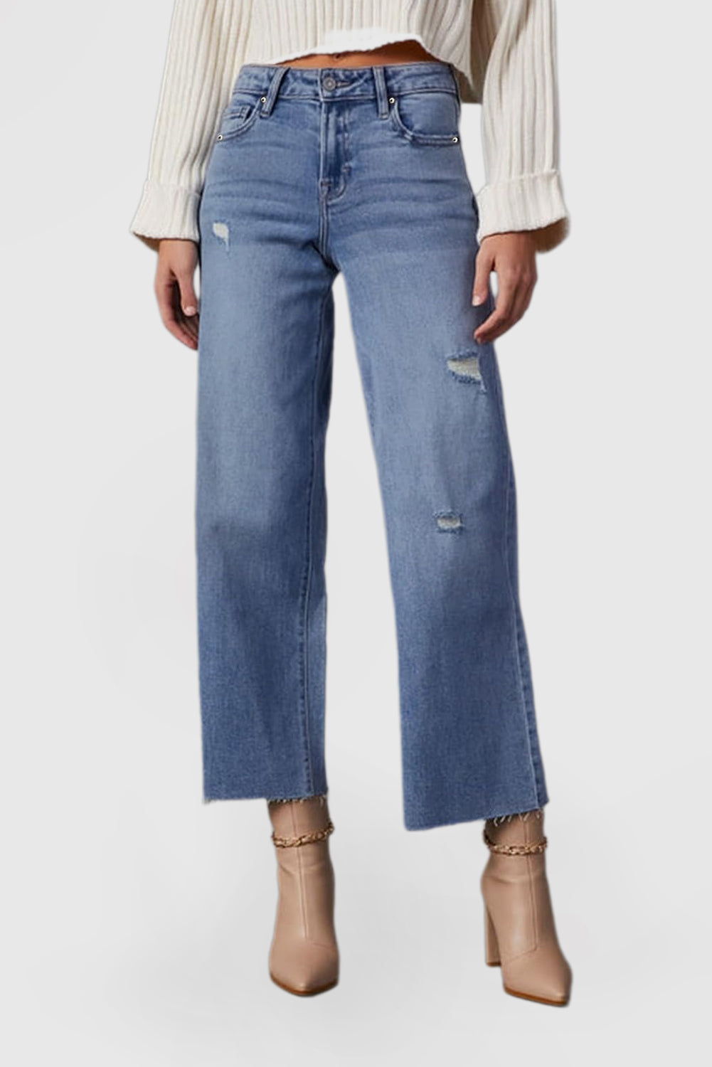 Women's High Waist Loose Jeans Casual Stretch Jeans
