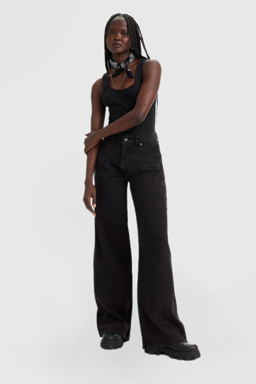 Loose Wide Leg Women's Casual Solid Color Jeans