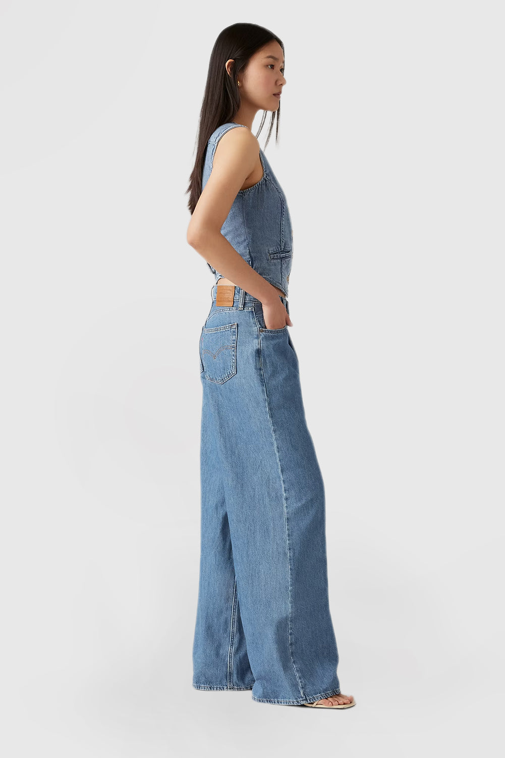 Loose Wide Leg Women's Casual Solid Color Jeans