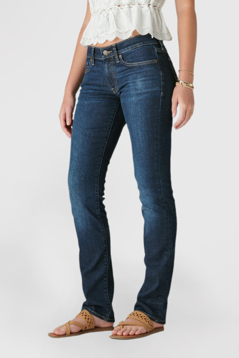 Mid Waist Sweet Straight Leg Jeans Casual Solid Color Jeans