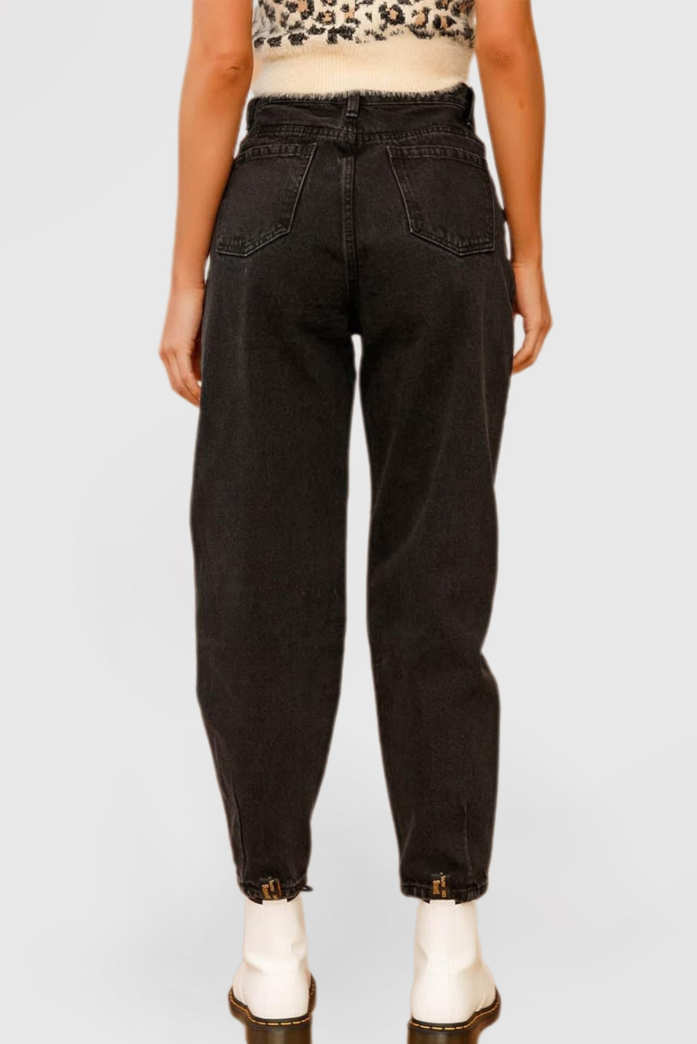 Women's High-Waisted Loose Boyfriend Cropped Baggy Denim Pants