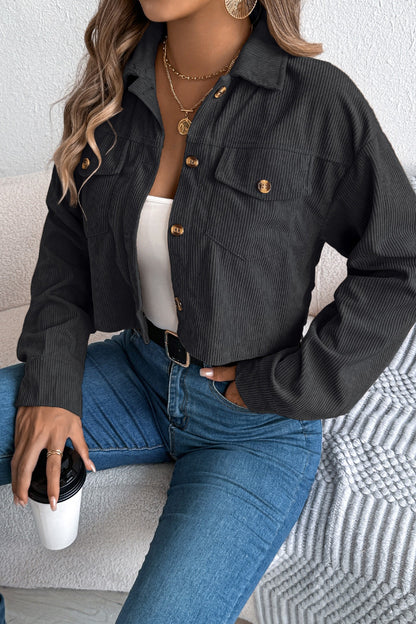 Corduroy Cropped Button Down Shacket | Casual Fall Jacket
