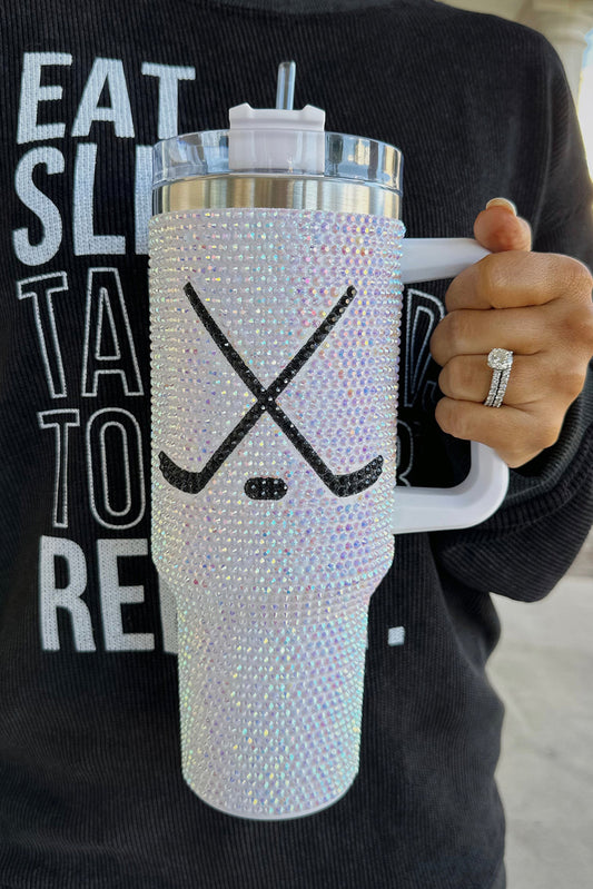 Rhinestone Bling Hockey Mug Tumbler with Handle