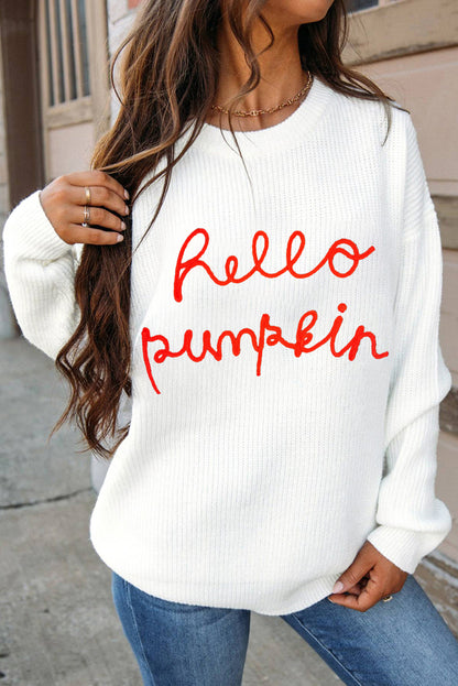 Hello Pumpkin Fall Casual Graphic Sweater