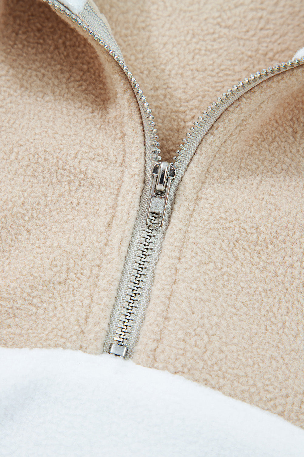 Parchment Fleece Colorblock Zipped Neck Pullover Sweatshirt