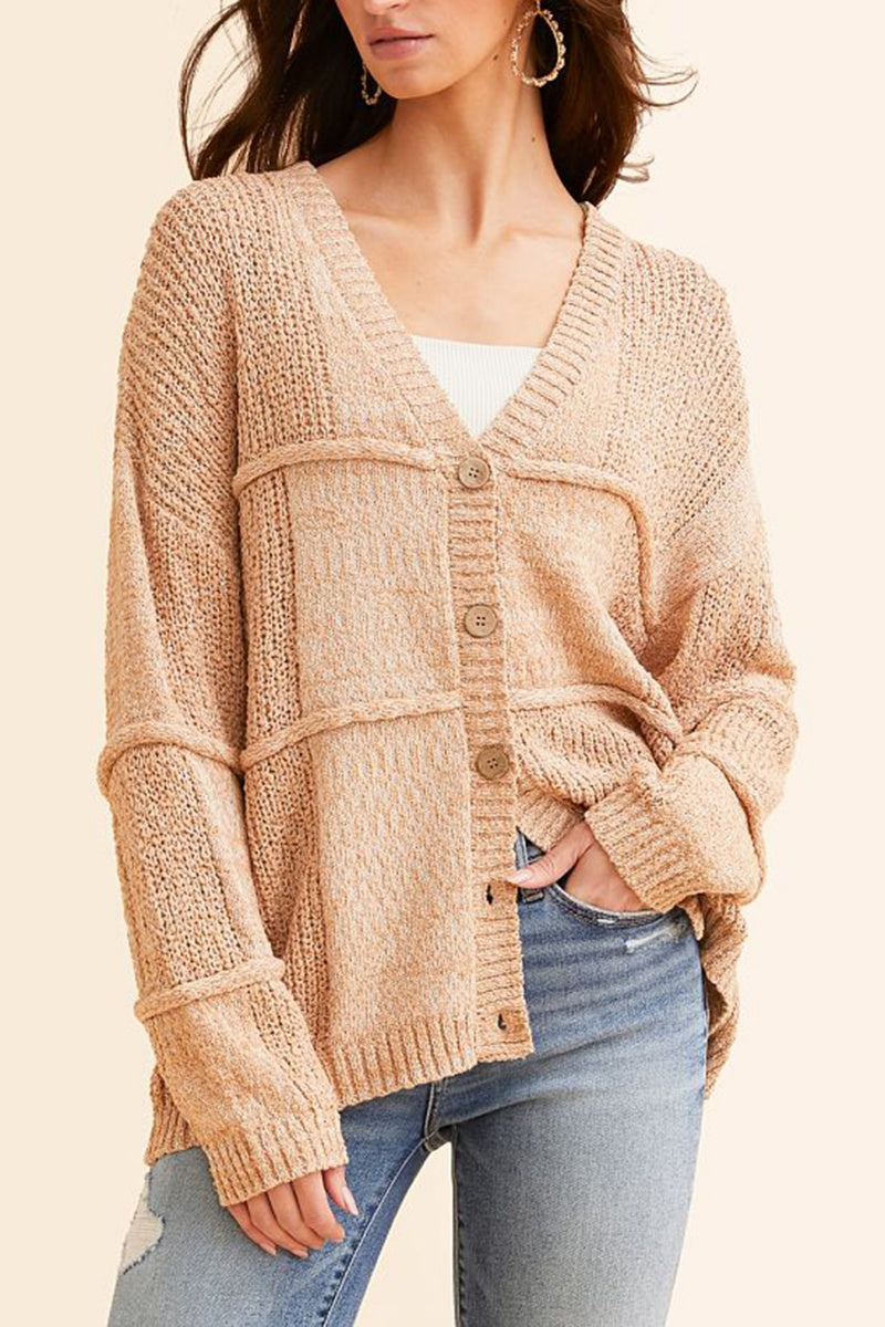 Oversized Marled Knit Cardigan Button Down Sweater