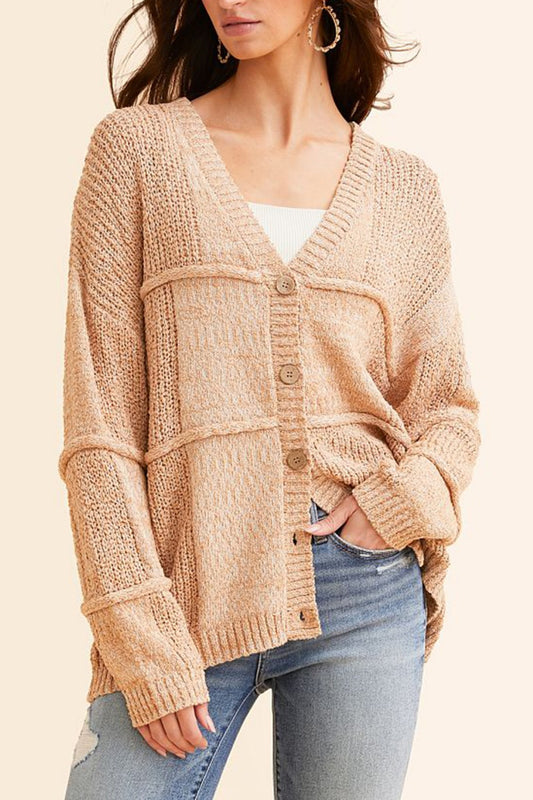 Oversized Marled Knit Cardigan Button Down Sweater