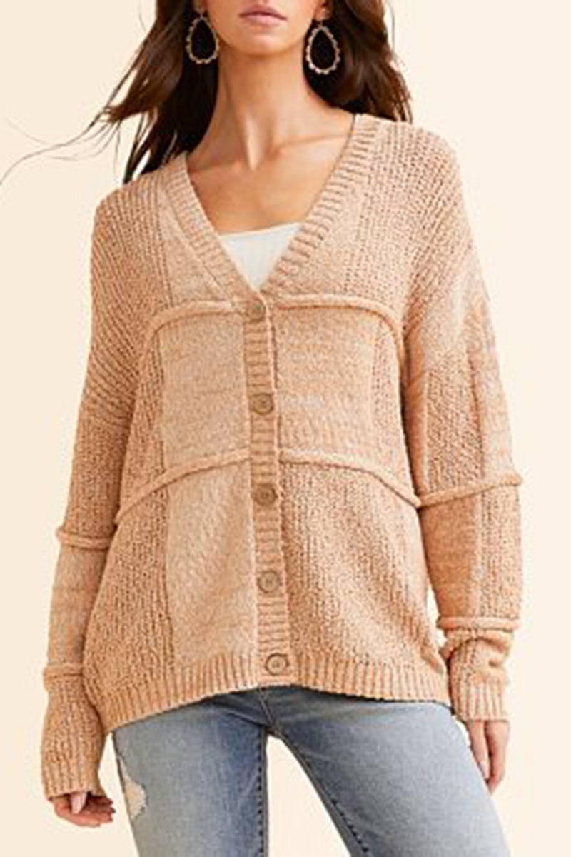Oversized Marled Knit Cardigan Button Down Sweater