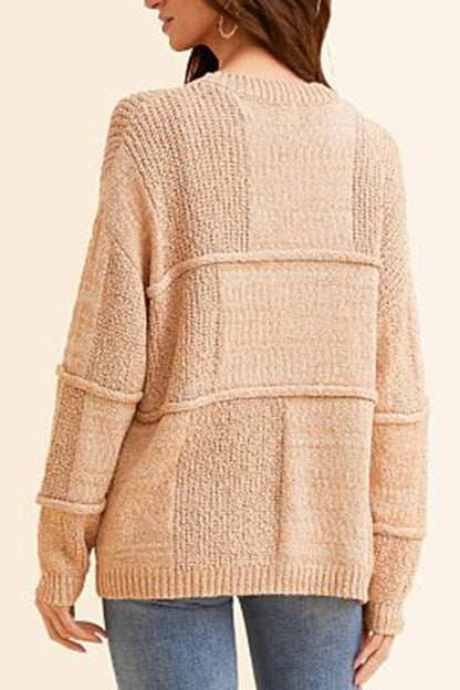 Oversized Marled Knit Cardigan Button Down Sweater