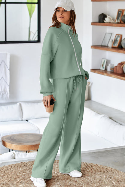 Fall Active Zip Up Jacket and Drawstring Pants Set