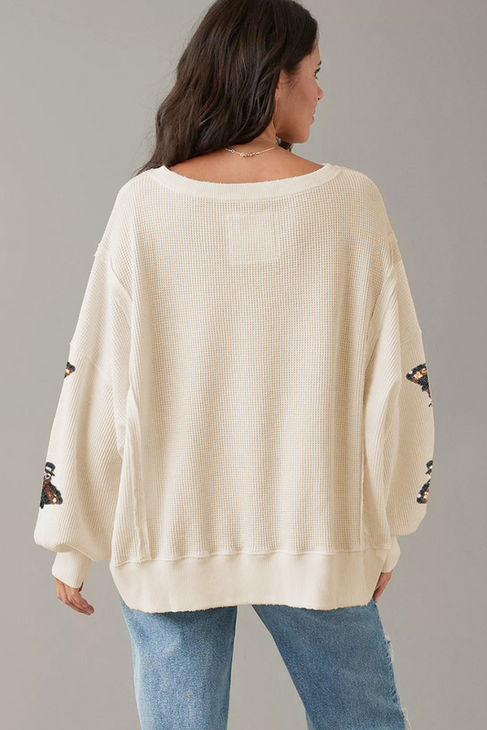 Thanksgiving Turkey Waffle Oversized Knit Top
