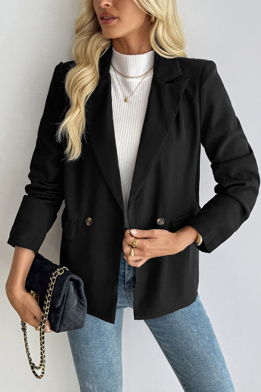 Women's Casual Black Blazer Jacket with Lapel