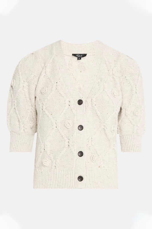 Womens Textured Crochet Button Up Knit Cardigan