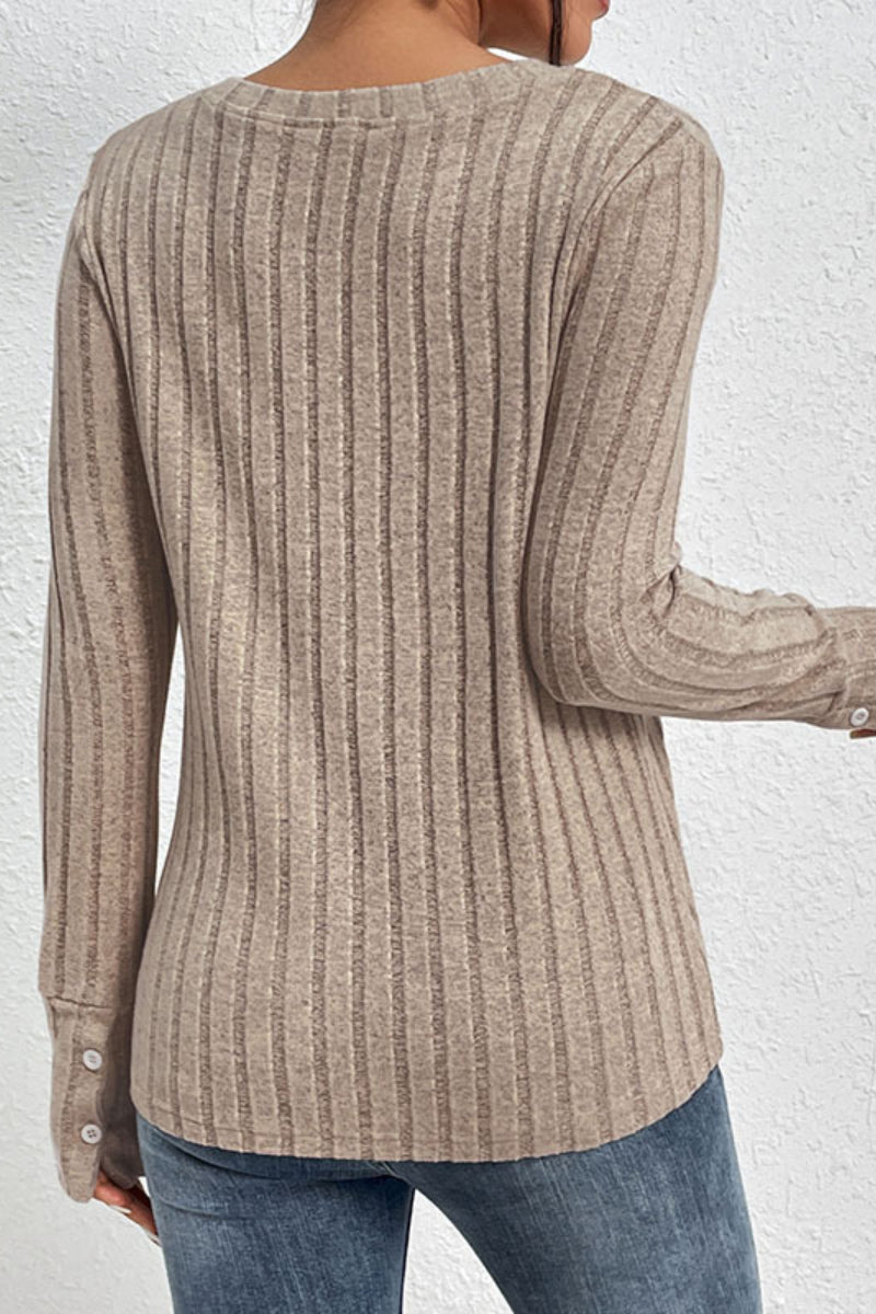 Lace V Neck Knit Top Long Sleeve Casual Pullover