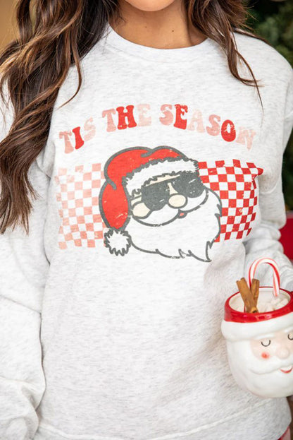 Christmas Claus Graphic Top Plaid Pants Lounge Set