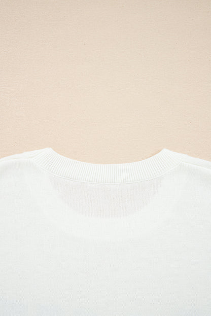 White Sequin GAME DAY Graphic Round Neck Sweater