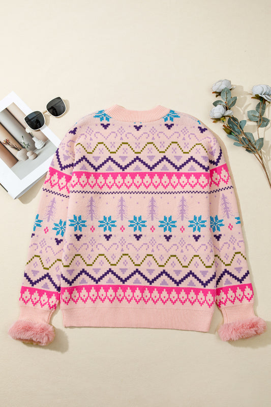 Wholesale Multicolor Christmas Snowflake Knit Sweater
