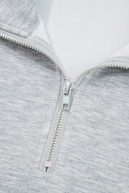 Collar Long Sleeve Zip Top and Drawstring Pants Set