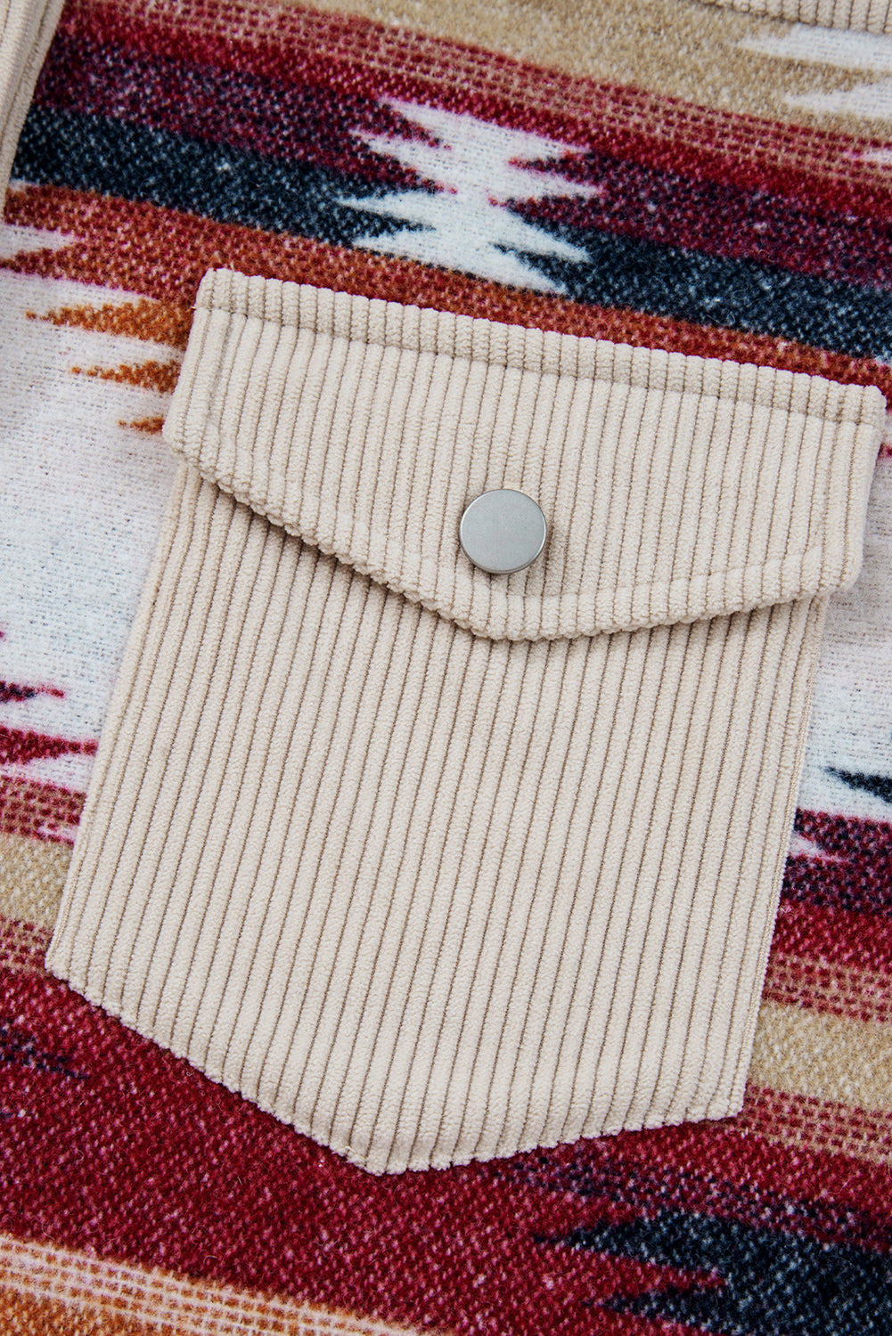 Multicolor Western Aztec Striped Raw Hem Shacket
