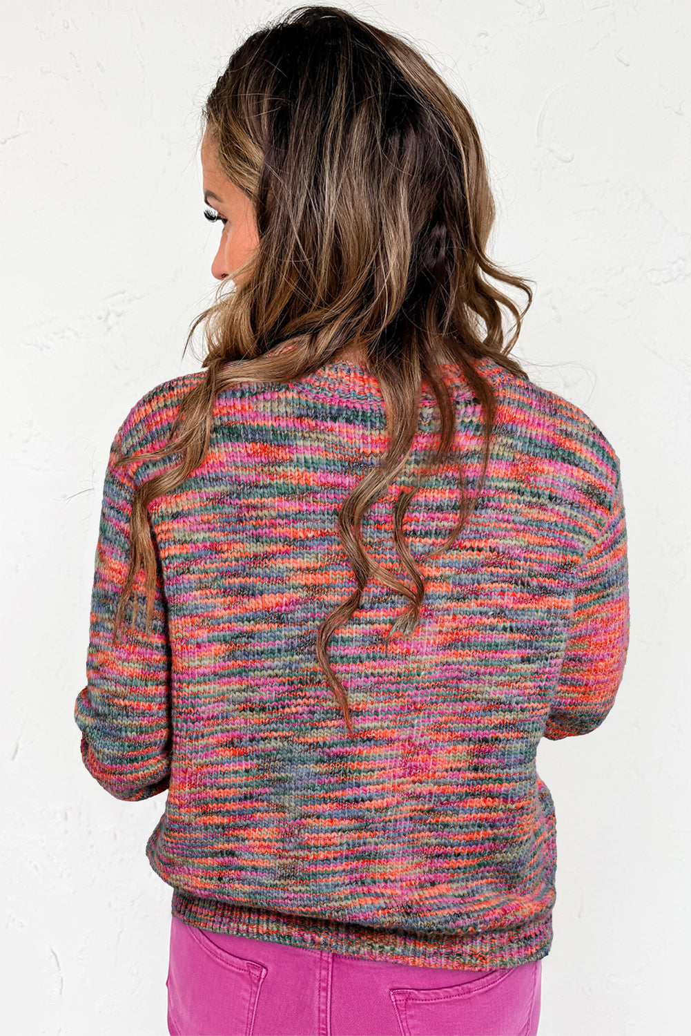 Space Dye Crew Neck Sweater Multicolor Long Sleeve