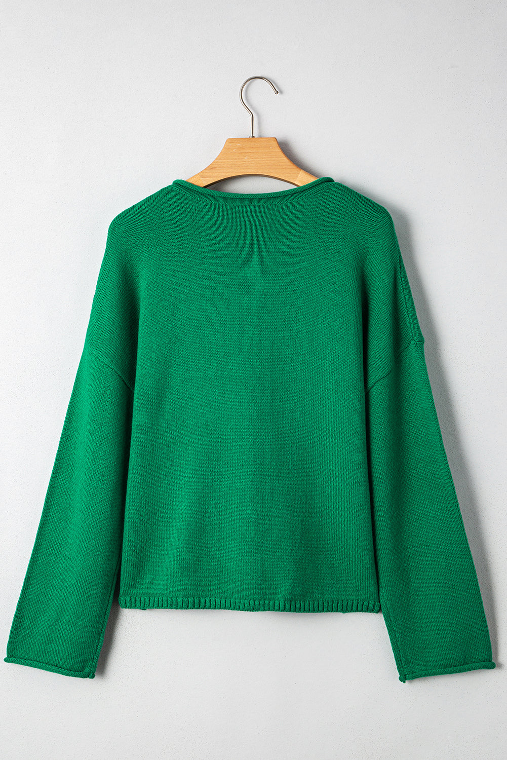 Bright Green Knit Button Front Drop Shoulder Cardigan