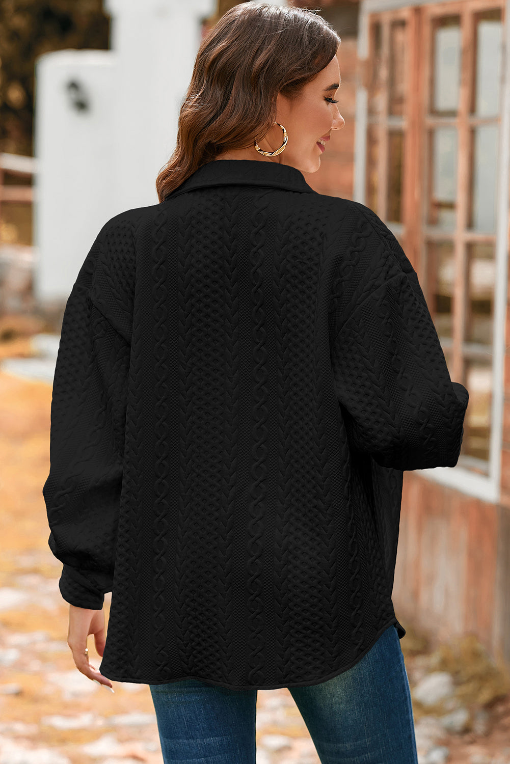 Cable Knit Oversized Shacket for Fall Layering