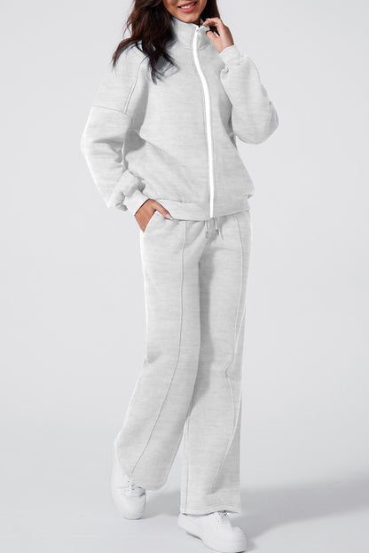 Fall Active Zip Up Jacket and Drawstring Pants Set