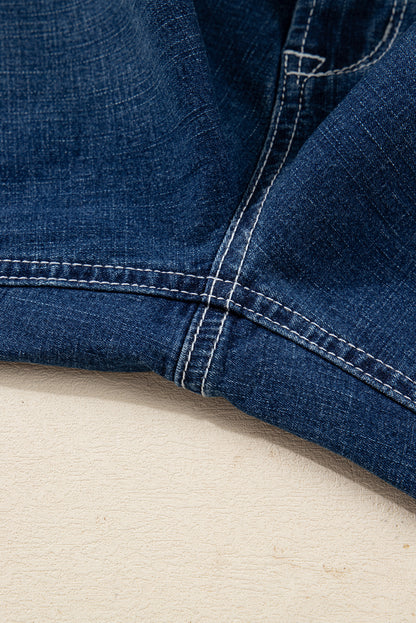 High Waist Flared Jeans with Stitched Pocket Detail