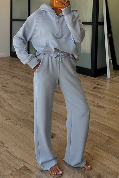Activewear Half Zip Hoodie and Workout Pants Set