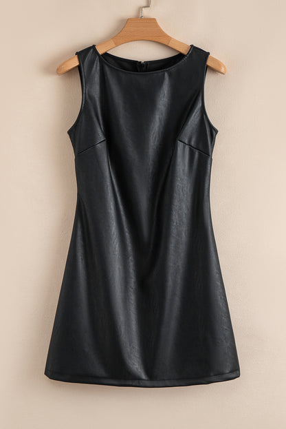 Vegan Leather Sleeveless Mini Dress for Women