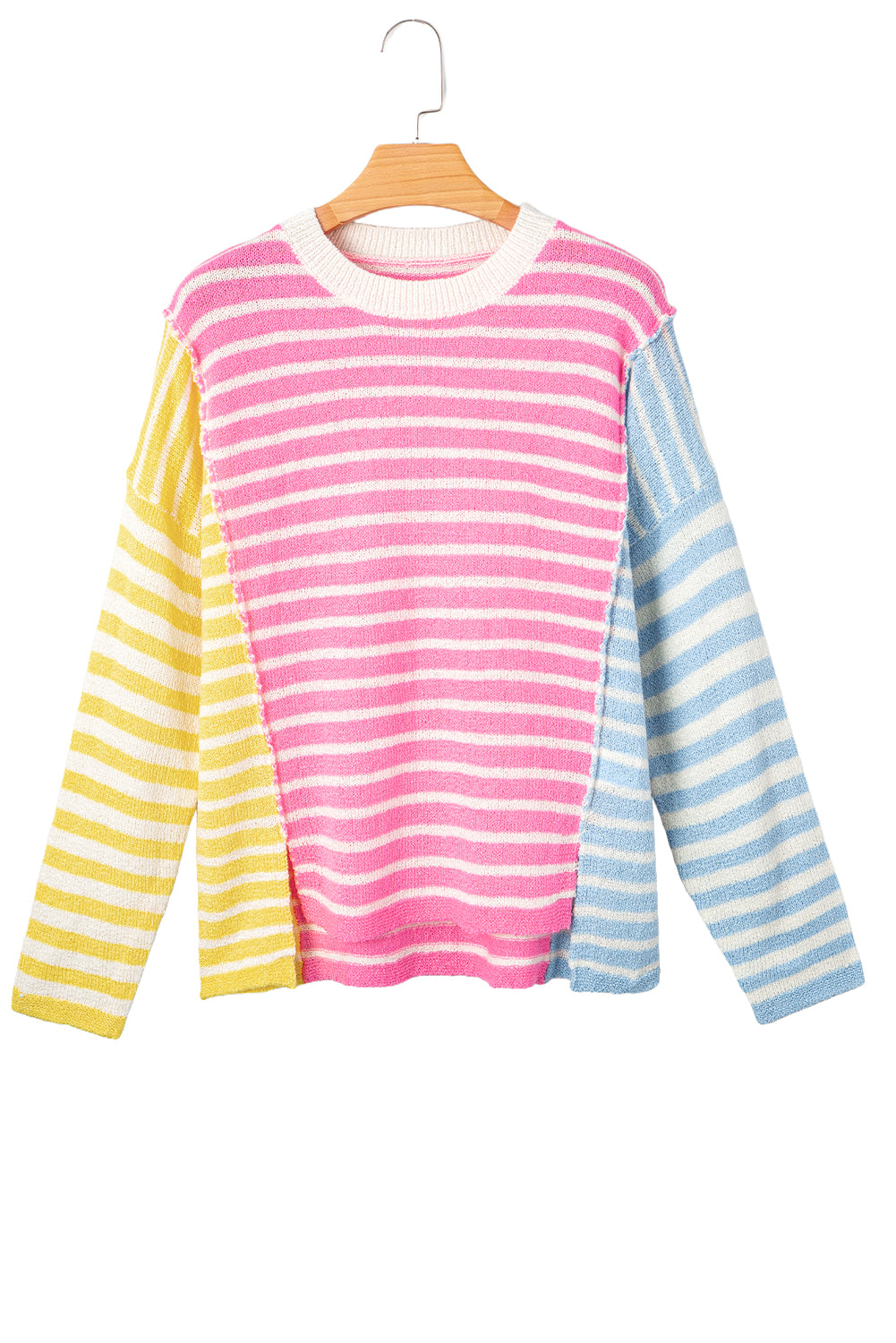 Colorblock Dolman Sleeve Sweater with Split Hem