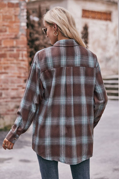 Plaid Oversized Shirt for Women  Casual Street Style Fall Top