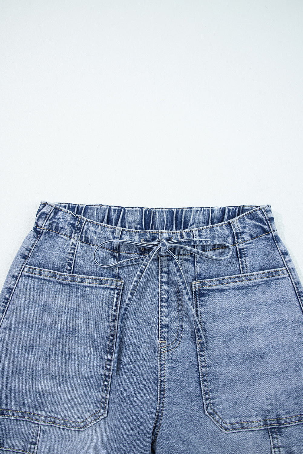 Myosotis Patch Pocket Drawstring High Waist Barrel Jeans