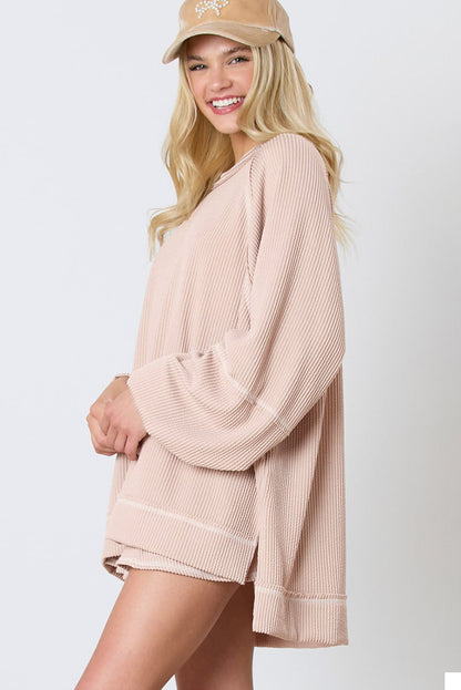 Corded Lantern Sleeve Top High Waist Ruffled Skirt Set