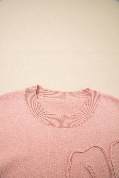 Blossom Big Flower Accent Bubble Sleeve Sweater