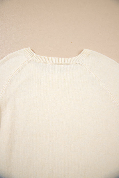 Buttoned Bishop Sleeve Crew Neck Sweater