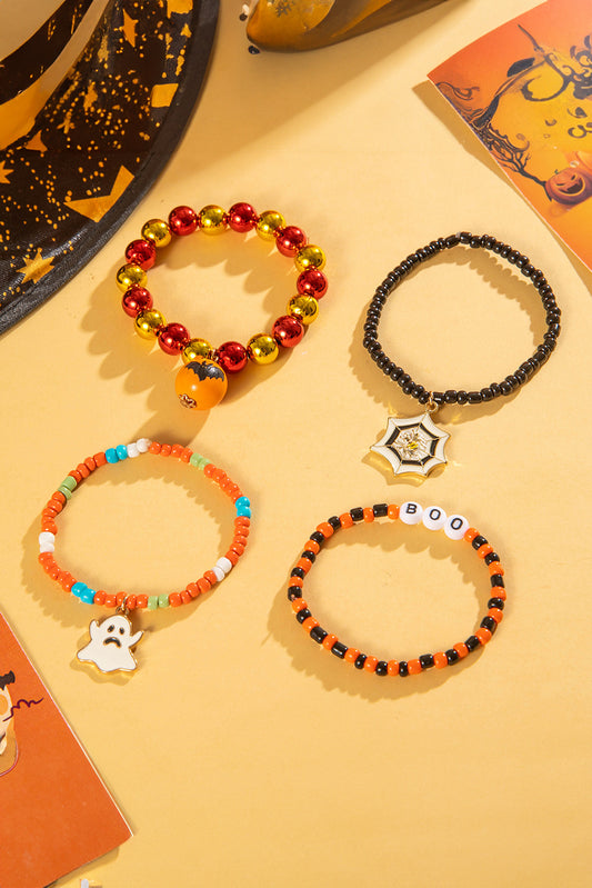 Orange 4pcs Halloween Ghost Spider Set